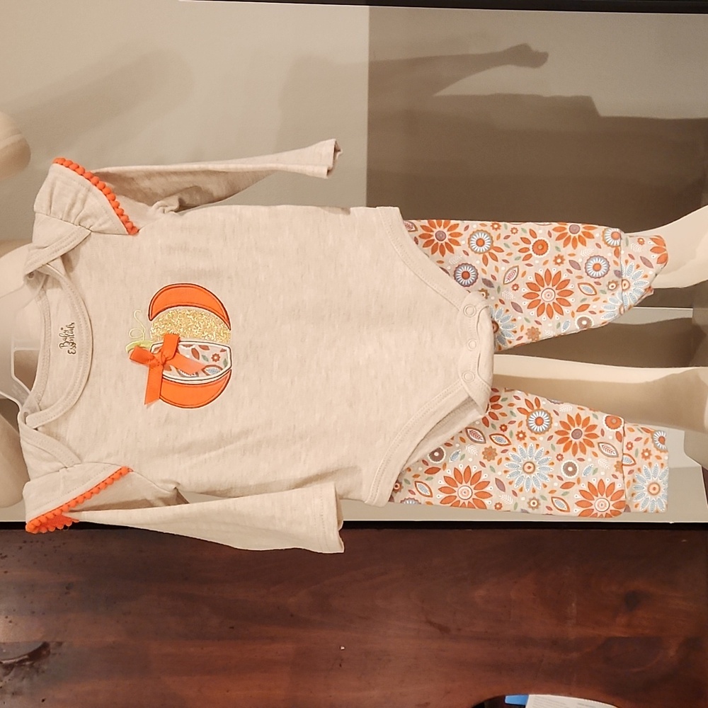 GIRLS FALL BABY ESSENTIALS 2PC. PUMKIN SET CLEARANCE